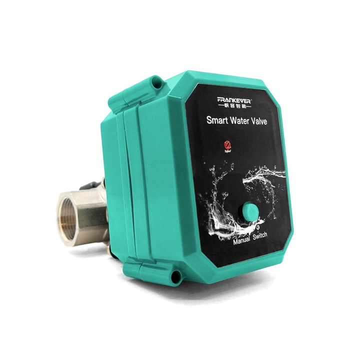 Controler inteligent pentru robinet / valva de apa, automatizare cu protocol Zigbee 3.0, compatibil aplicatia Tuya Smart Life, programabil, reglaj debit 0-100%, IP67, pentru irigatii gradina, protectie anti-inundatie, necesita hub