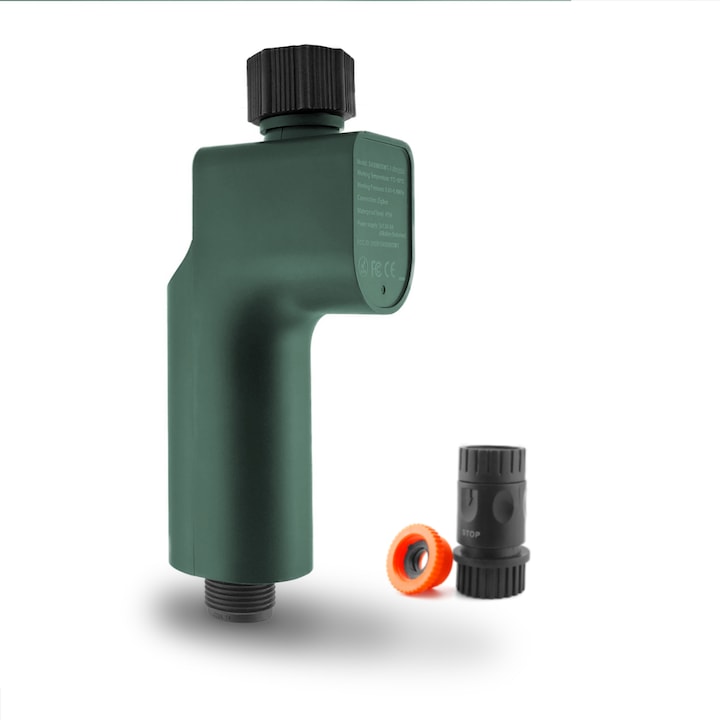 Controler irigatii inteligent programabil pentru gradina, temporizator apa automat, compatibil Tuya Smart Life, protocol Zigbee 3.0, control telefon, rezistent apa IP54, verde