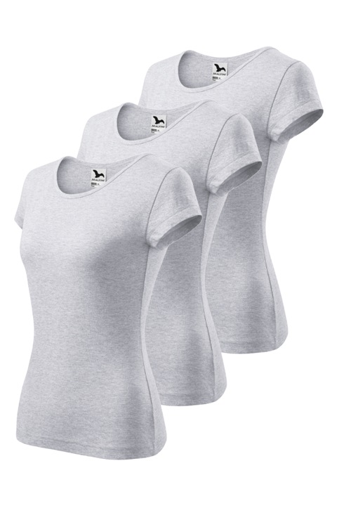 Set 3 tricouri dama Pure, Malfini, material 100% bumbac, marimea S, Gri deschis