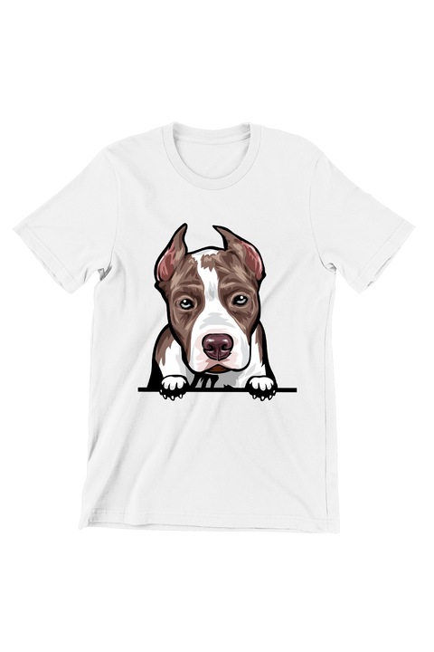 Тениска за мъже, кучета, Hello pitbull, нормална кройка, памук, Бял