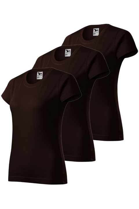 Set 3 tricouri dama Basic, Malfini, material 100% Bumbac, marimea L, Cafea