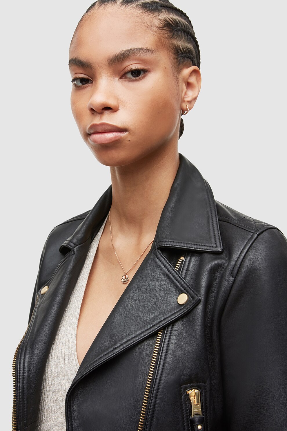 AllSaints, Кожено яке Elora, Черен, 8 eMAG.bg