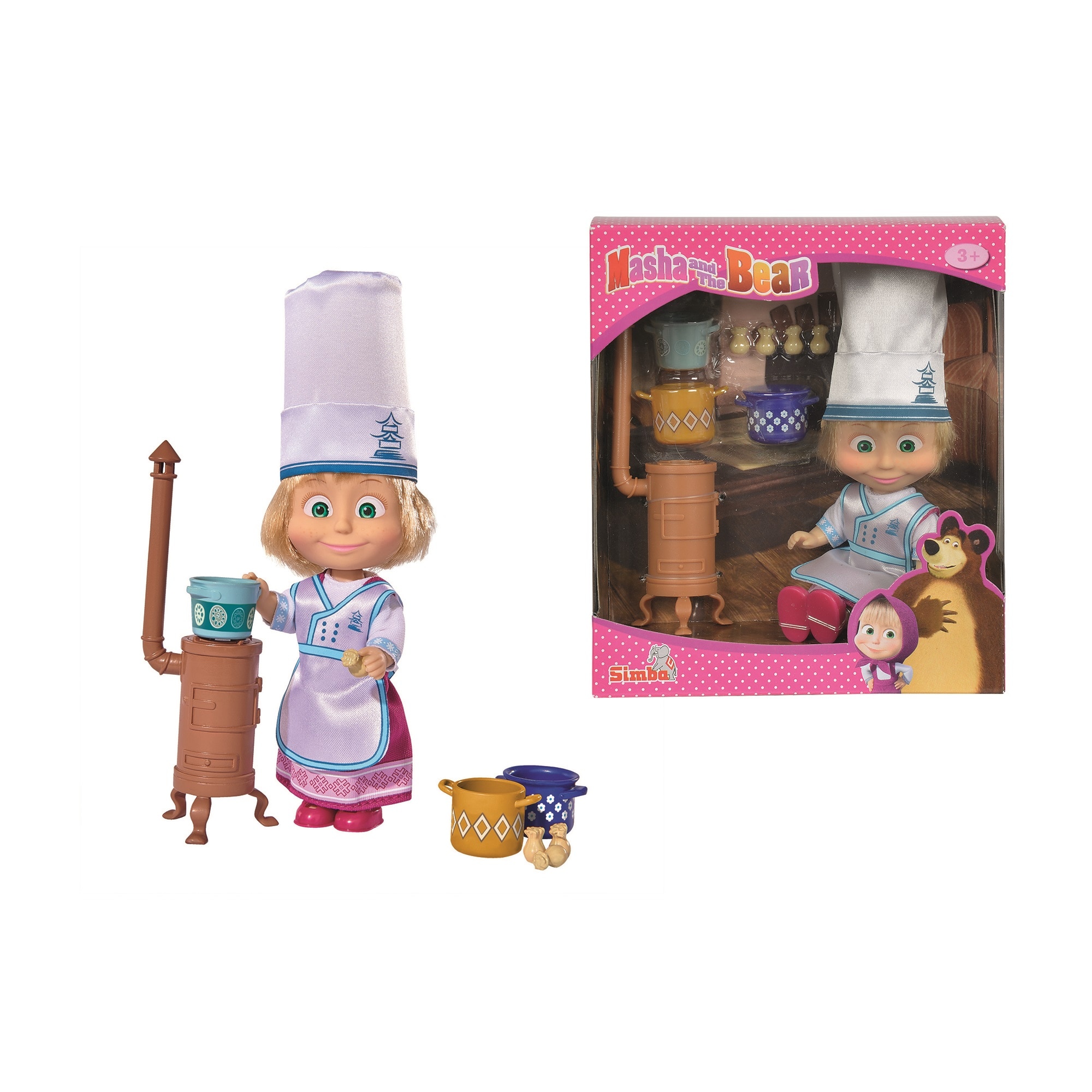 Papusa Masha and the Bear, Masha bucatar cu accesorii, 12 cm