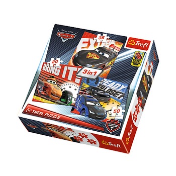 Puzzle Trefl 3 in 1, Dupa Cursa Cars2 Puzzle Trefl 3 in 1, Dupa Cursa Cars2