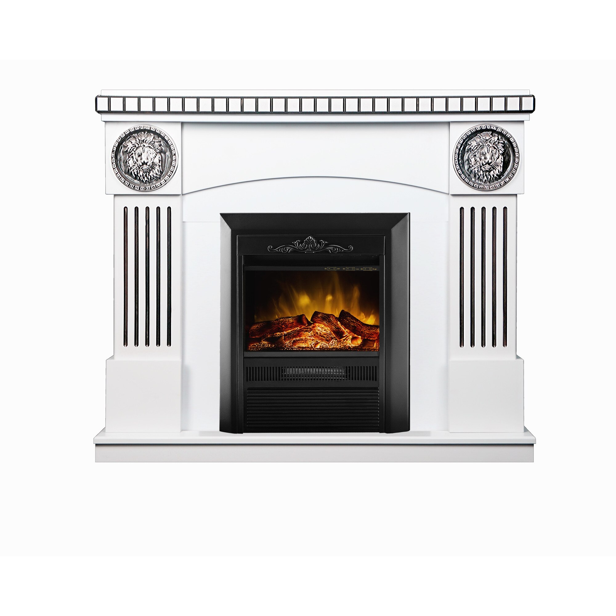 Semineu Prometeu Alb & Cristina, Dimensiuni 1031X1200X330 mm, 2000W, Efect 3D, Telecomanda