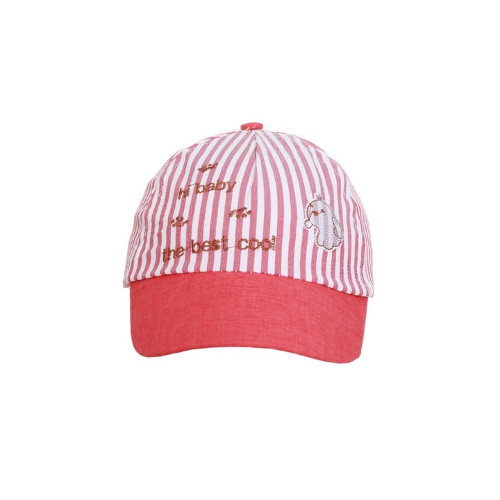 Sapca Bebe, Dungi, Bumbac, Rosu, 46 cm