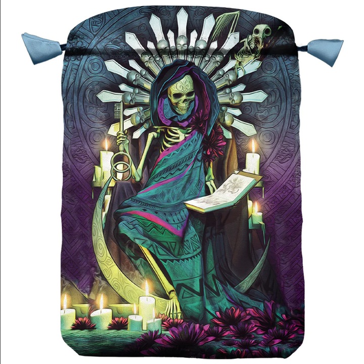 Tarot ajándéktáska, Lo Scarabeo, bársony, Santa Muerte, 23 x 15 cm, többszínű