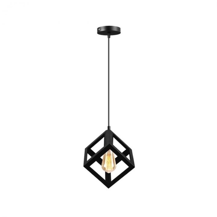Pendul Patrat, 1*E27, Negru, Metal