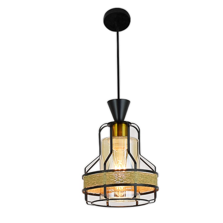 Полилей RFAN, модел 5314/1, с абажур, 1 x E27, регулируема височина, черен