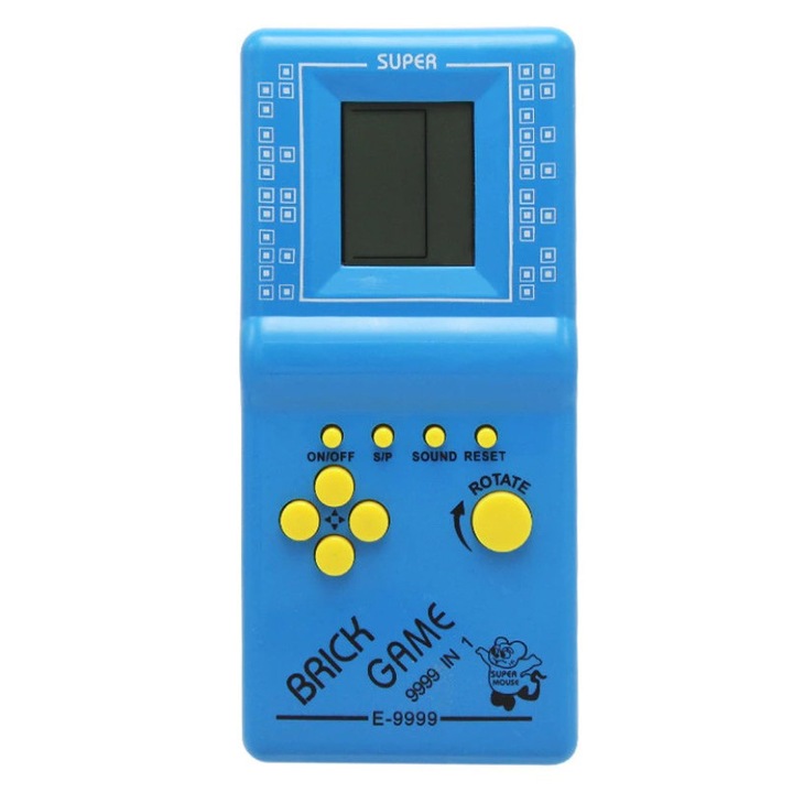 Joc tetris retro Brick Game 999 jocuri, 18 cm, Albastru