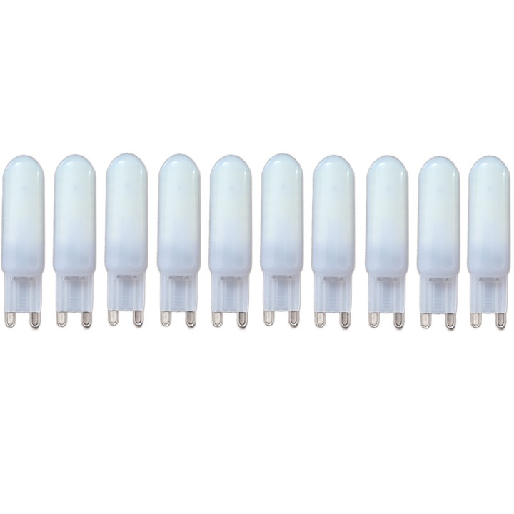 Set 10 x Becuri LED RFAN, G9 MAT, Lumina Rece, 6000K, 3W