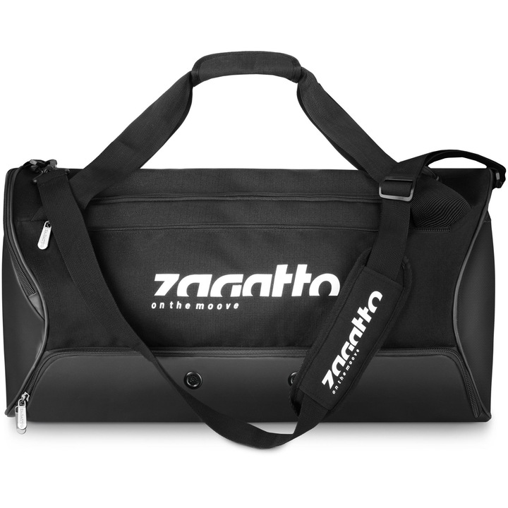 Чанта за фитнес Zagatto, Екологична кожа/Полиестер, 51x30x35 см, Черен