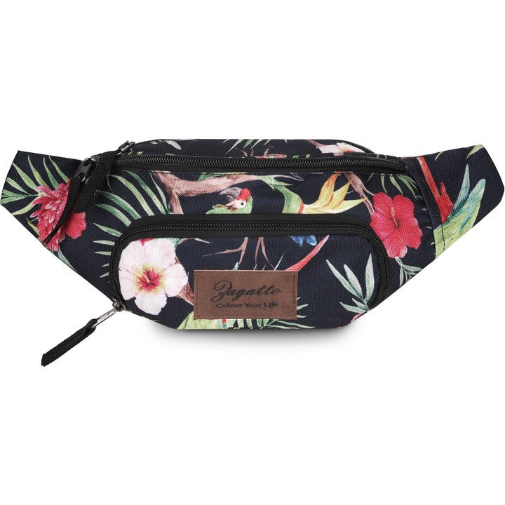 Borseta dama, Crossbody, Zagatto, Multicolora, Model floral, Impermeabila, Trei buzunare cu fermoar, Confortabila, De zi cu zi, Casual, ZG642
