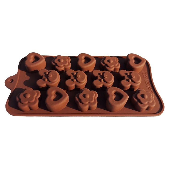 Forma silicon pentru prajituri, Ursuleti, Inimioare, Flori, 166COF