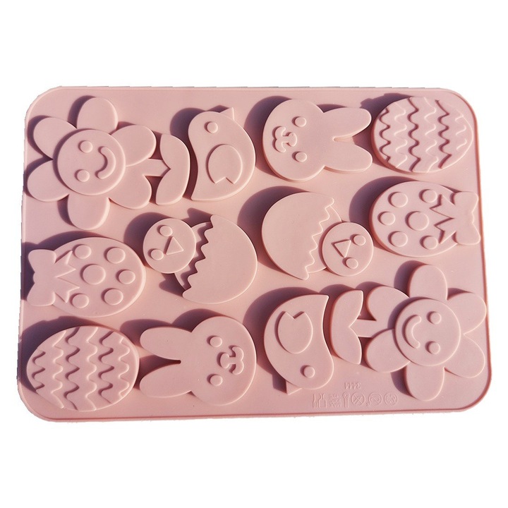 Forma silicon pentru prajituri, Iepurasi, Ou, Pui, Floare, 174COF