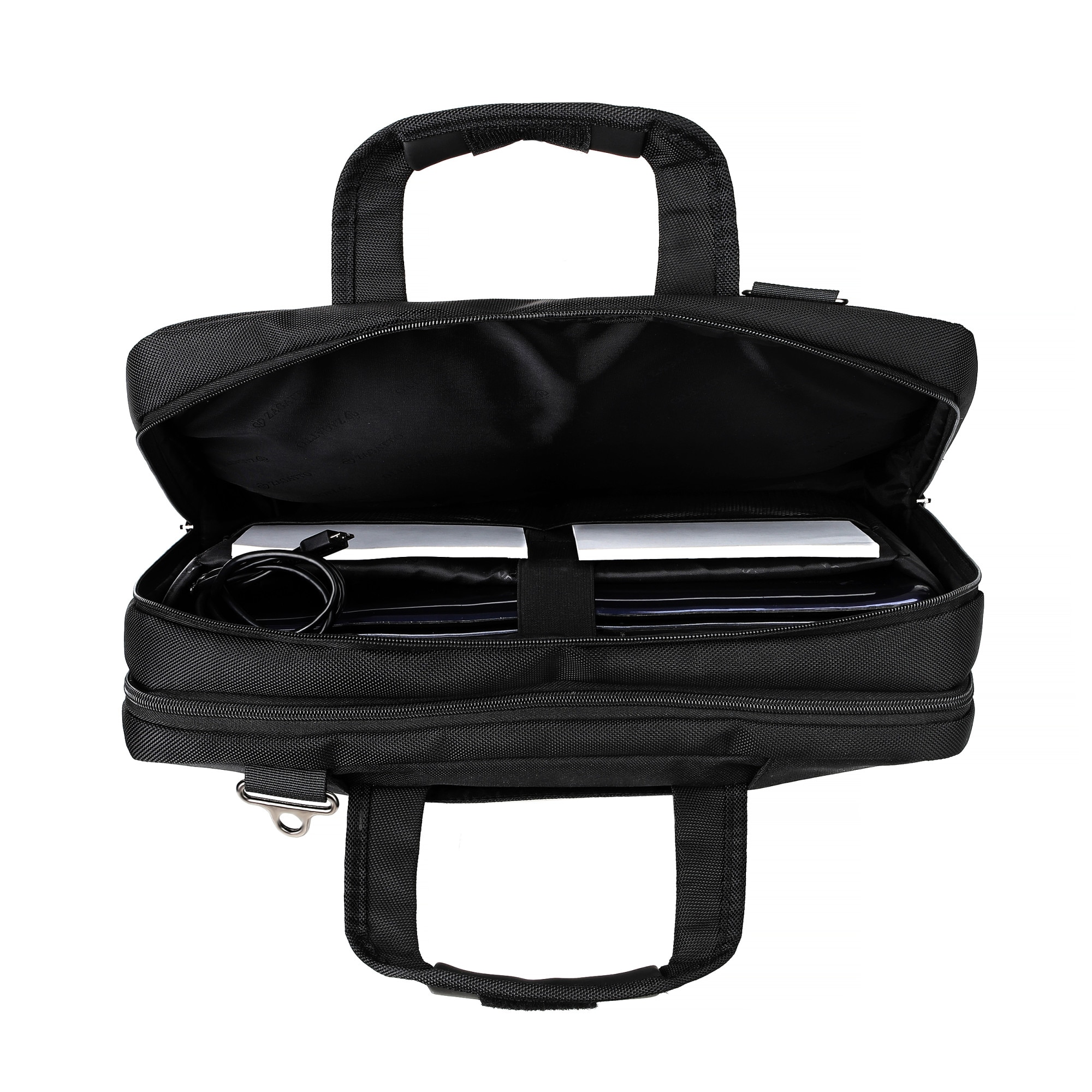 Geanta laptop, Zagatto, 15.6'', Negru, Impermeabila, Strat gros din spuma pentru protectie antisoc, Adaptabila la troler, Bareta ajustabila si detasabila, Doua compartimente principale, ZG651