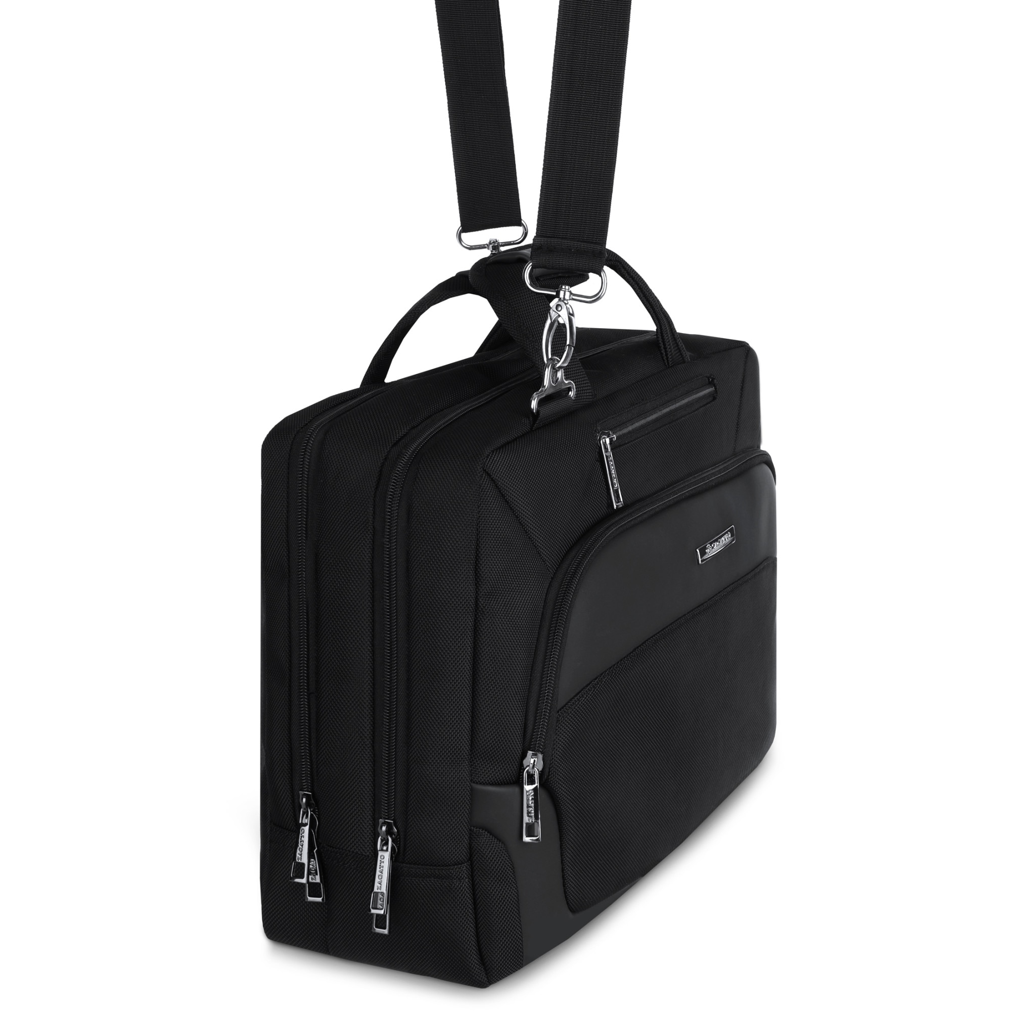 Geanta laptop, Zagatto, 15.6'', Negru, Impermeabila, Strat gros din spuma pentru protectie antisoc, Adaptabila la troler, Bareta ajustabila si detasabila, Doua compartimente principale, ZG651