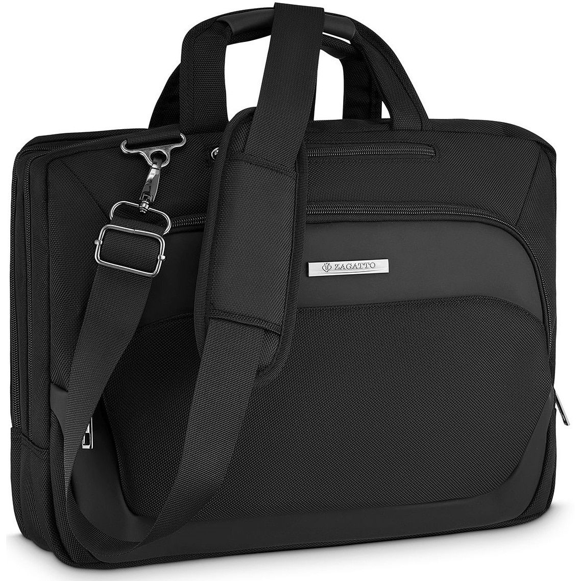 Geanta laptop, Zagatto, 15.6'', Negru, Impermeabila, Strat gros din spuma pentru protectie antisoc, Adaptabila la troler, Bareta ajustabila si detasabila, Doua compartimente principale, ZG651