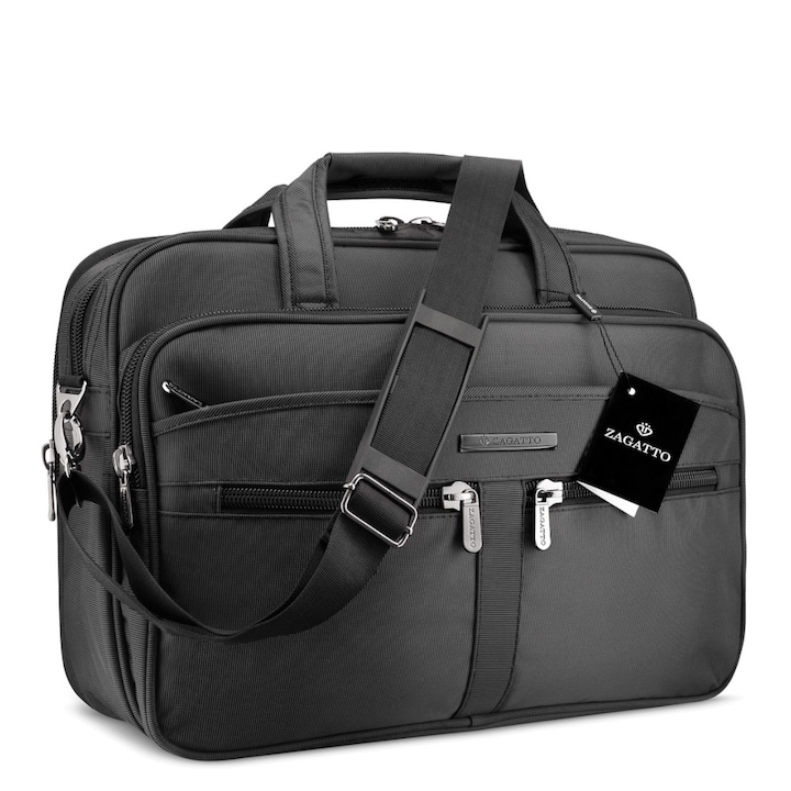 Чанта за лаптоп Zagatto, Найлон/Полиестер, 15.6'', Черен