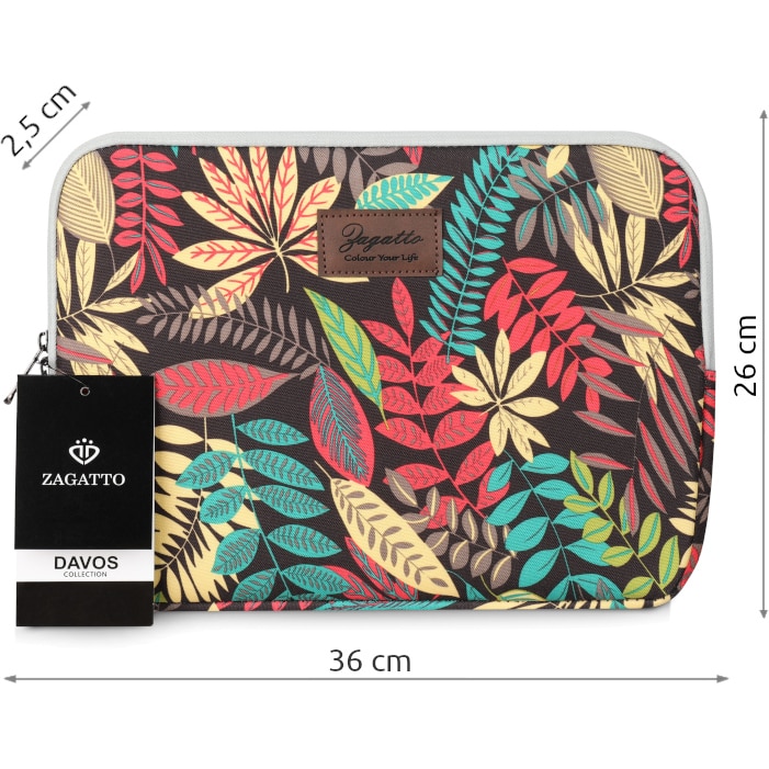 Husa laptop, Zagatto, Multicolora, Impermeabila, Compatibila cu MacBook PRO 13" si 13,3”, MacBook Air 13" si 13,3”, MacBook Pro 14" si 14,2", Dimensiuni 35,5x26x2 cm, Casual, ZG634