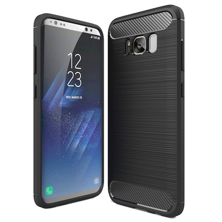 Силиконов гръб Carbon съвместим с Samsung Galaxy A12 / M12 - Черен