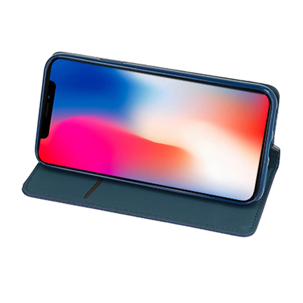 Husa Flip tip carte pentru Motorola Moto E6, Piele, Inchidere Magnetica, Smart Soft Close, Albastru