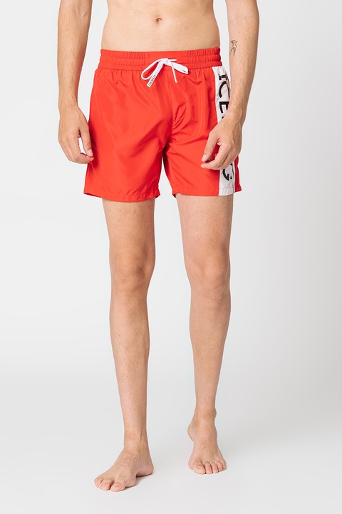 Iceberg, Pantaloni scurti de baie cu imprimeu logo contrastant, Rosu