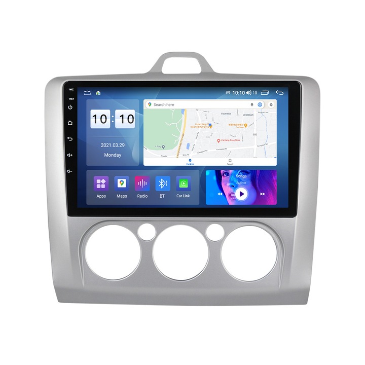 Ford Focus navigáció 2004-2011, 8 GB RAM és 128 GB ROM, 5G Sim Slot, nyolcmagos processzor, integrált Carplay, DSP digitális hangprocesszor, Android, alkalmazások, USB, Wi Fi, Bluetooth