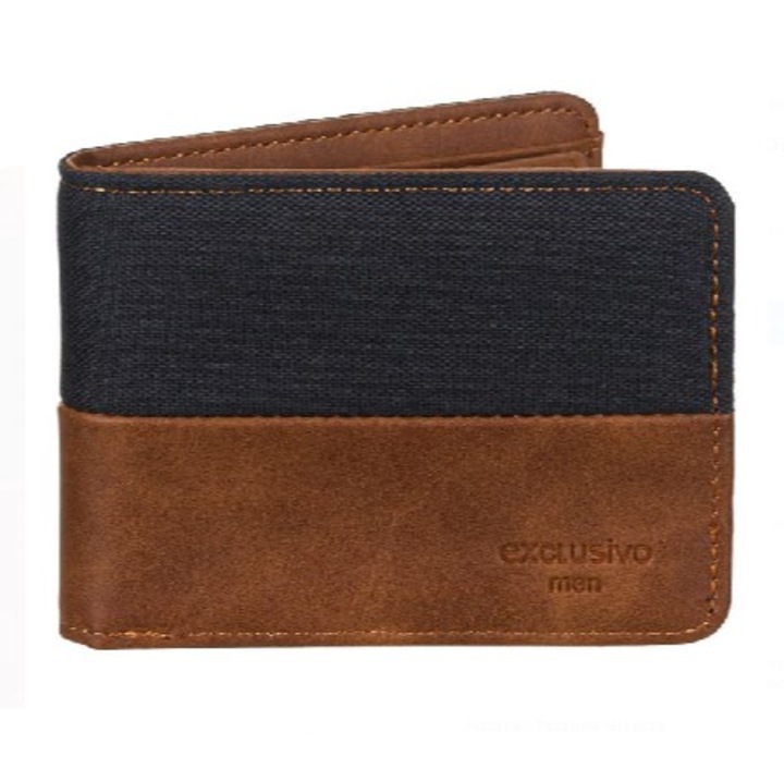 Portofel pliabil din piele ecologica si material textil, SyaMAG®, 11x9 cm