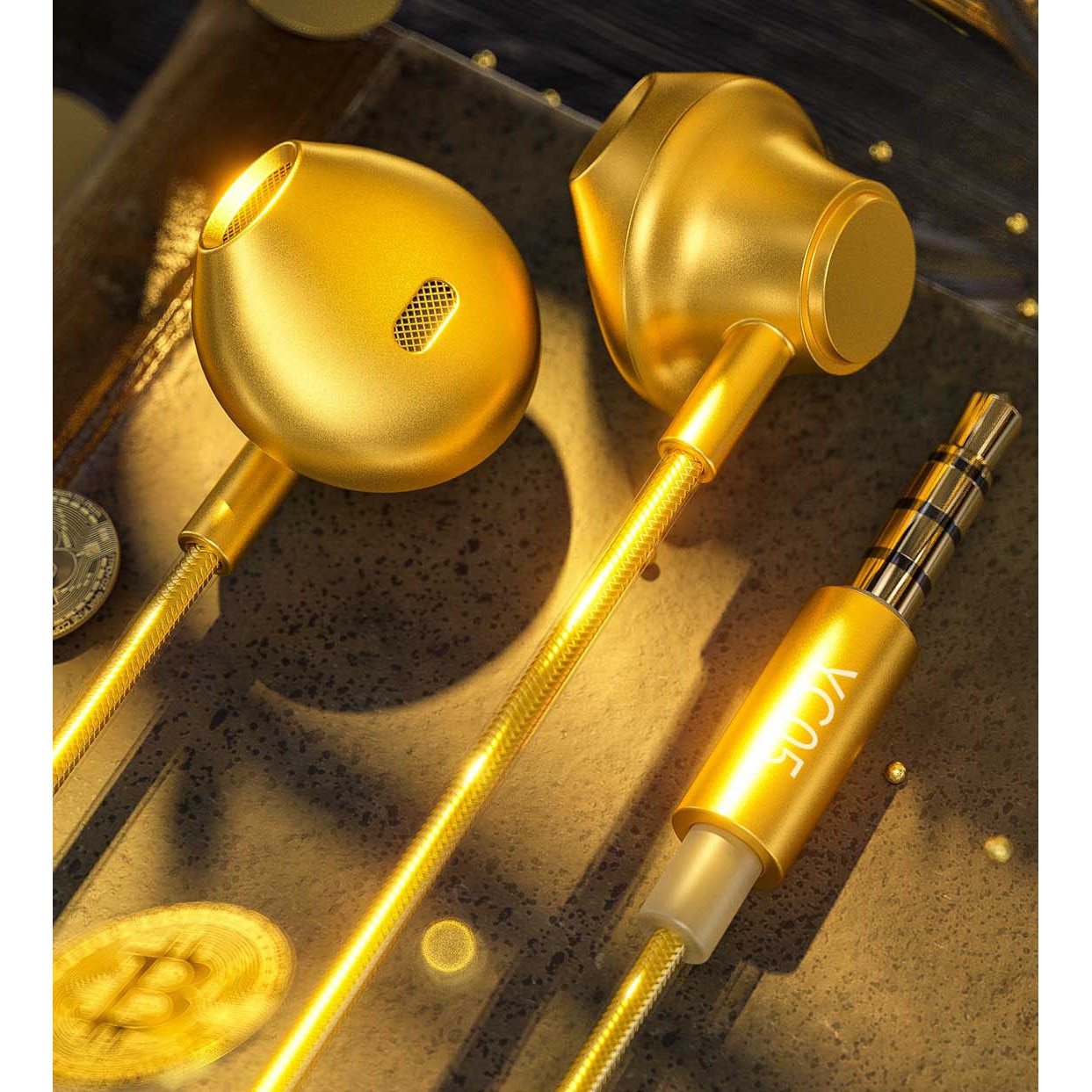 Casti in-ear, conector Jack 3.5 mm, Gold, HUR-BBL5194