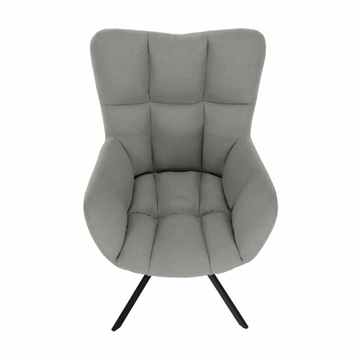 Въртящо се кресло сива текстилна тапицерия Комодо черни метални крака 67x72x97 см
