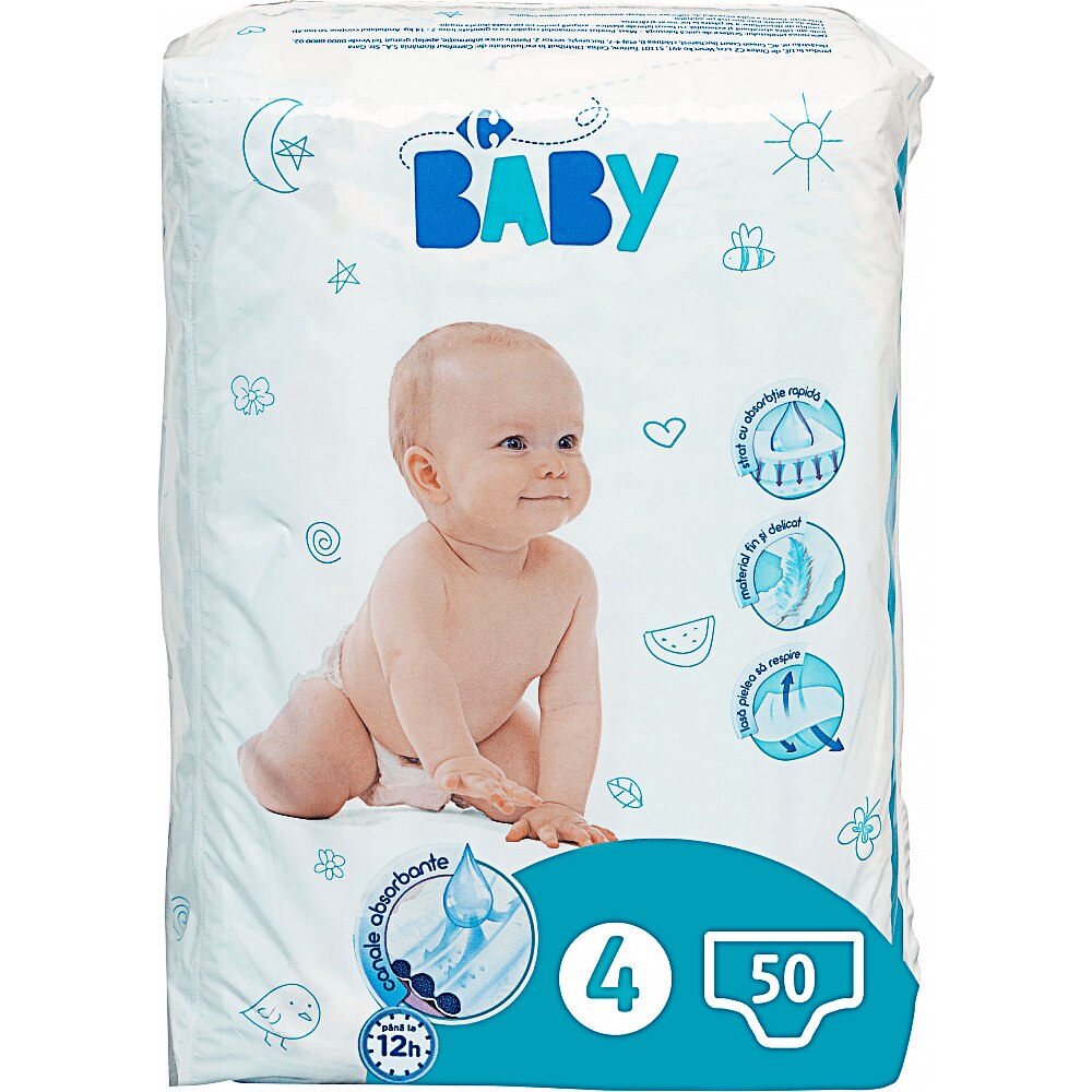 Energize Armory Tears Scutece de unica folosinta Carrefour Baby, no.4, 7-18kg, 50 bucati - eMAG.ro