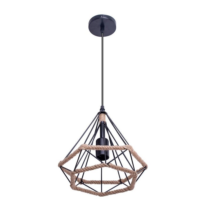 Пендел Alessandro DESIGN Milan , 1 * E27, Черен, Метал и въже