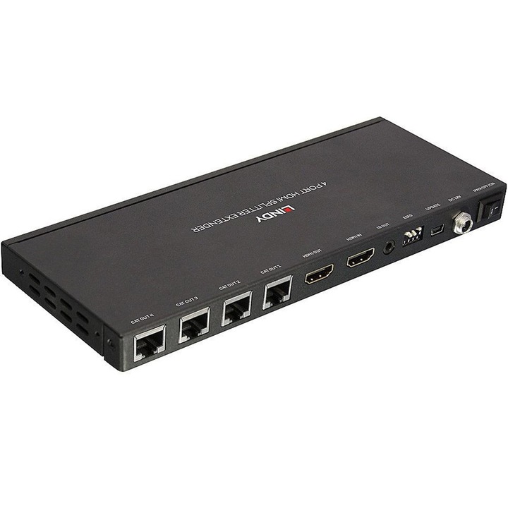 Lindy LY-38155 osztó-hosszabbító, 4 HDMI port, IR 50 méter, fekete