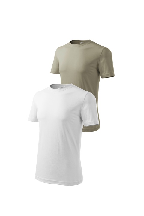 Set 2 tricouri de barbati, Malfini, Classic, mix 1, Alb/Kaki deschis