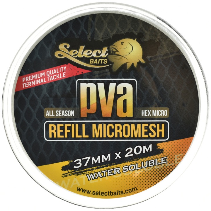 Резервна мрежа PVA Select Baits Micromesh Refill, диаметър 37 мм, дължина 20 м