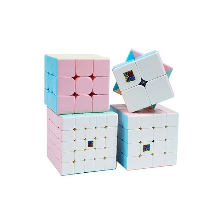 Комплект магически кубчета MoYu Meilong, 2x2, 3x3, 4x4, 5x5, Macaron Stickerless, 474CUB-1