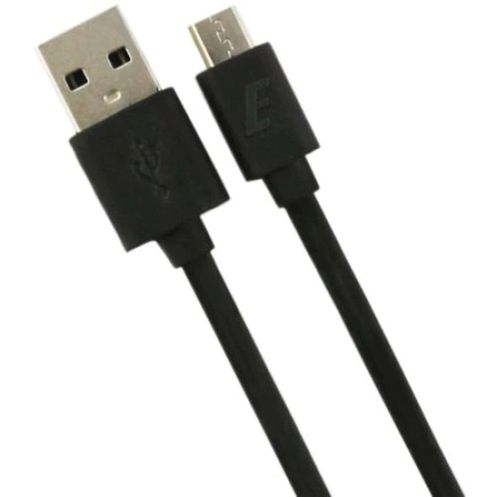 Kábel Digital One SP00419, Micro USB-USB, 2m, Fekete fonat, Lapos, Samsung, Huawei, Xiaomi, Nokia