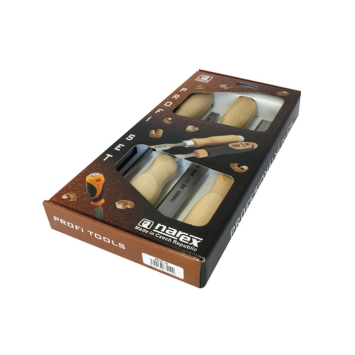 Set dălți de tâmplărie Narex, cu mâner din lemn, 4 piese