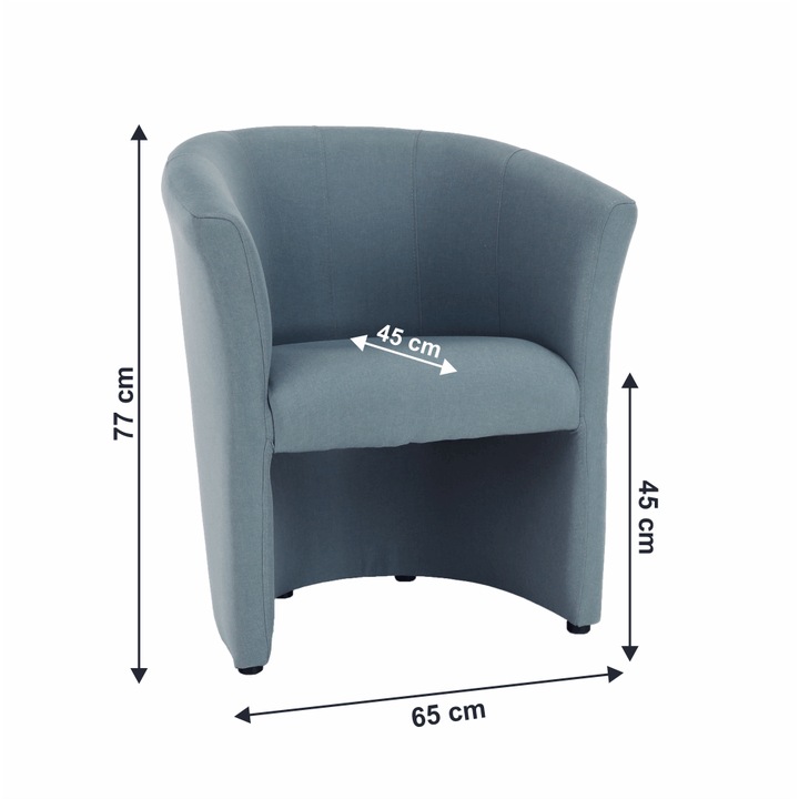 Fotel Cuba mentol szürke textil kárpitozással 65x60x77 cm