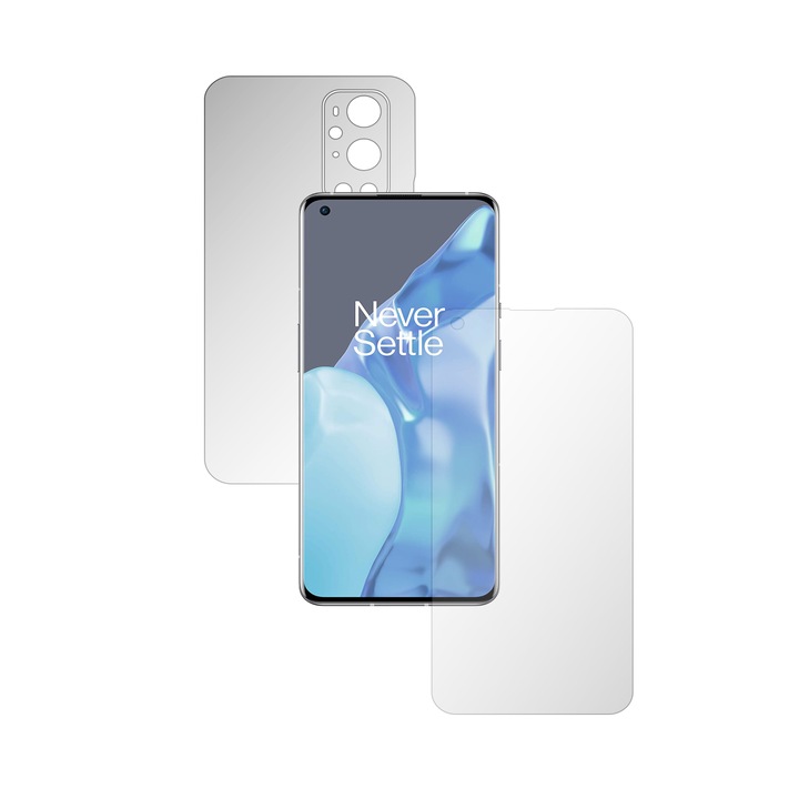 Set 2X Folii de Protectie Full-Body Folie24, pentru OnePlus 9 Pro, Acoperire Simple, Ecran + Spate, 1 Set Ultra-Clear + 1 Set Mate, Adezive, Flexibile cu Auto Regenerare