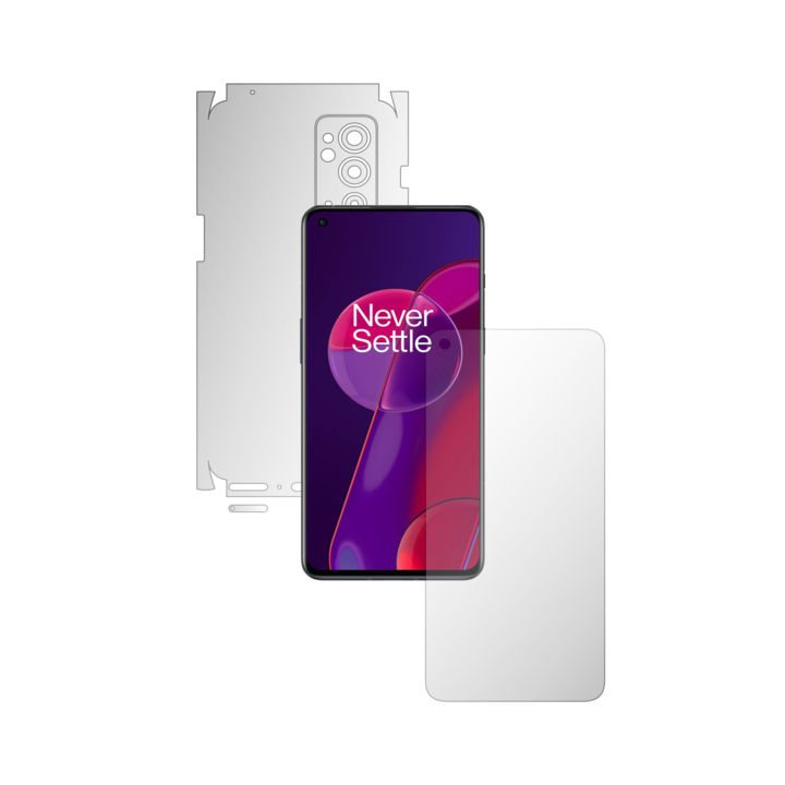 iSkinz teljes testfólia OnePlus 9RT 5G telefonhoz – láthatatlan Skinz matt, 360 fokos vágás, szilikon szőnyeg ujjlenyomat-mentes, tükröződésmentes képernyő, hát- és oldalborítás, átlátszó tapadó bőr