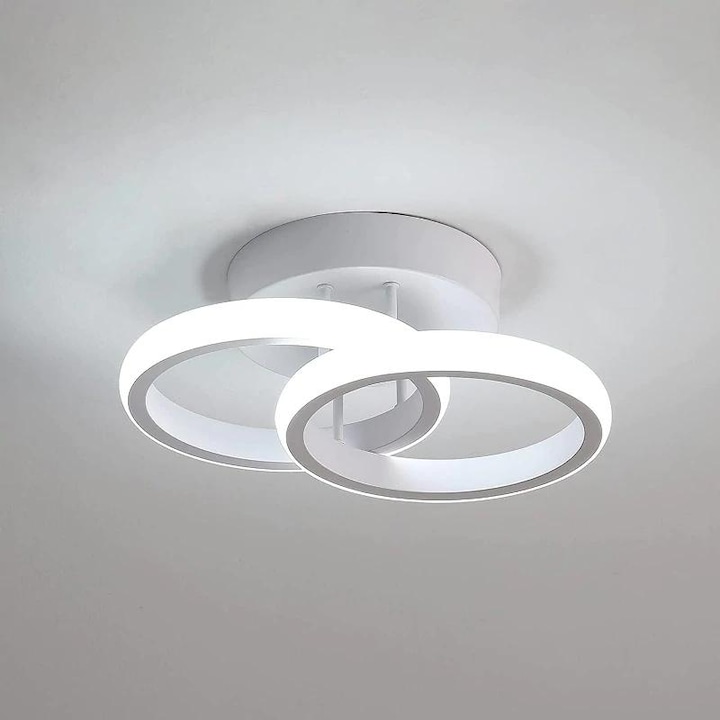 LED полилей Goeco, 2 кръга, Алуминий, 22 W, 25x17x9.5 см, Бял