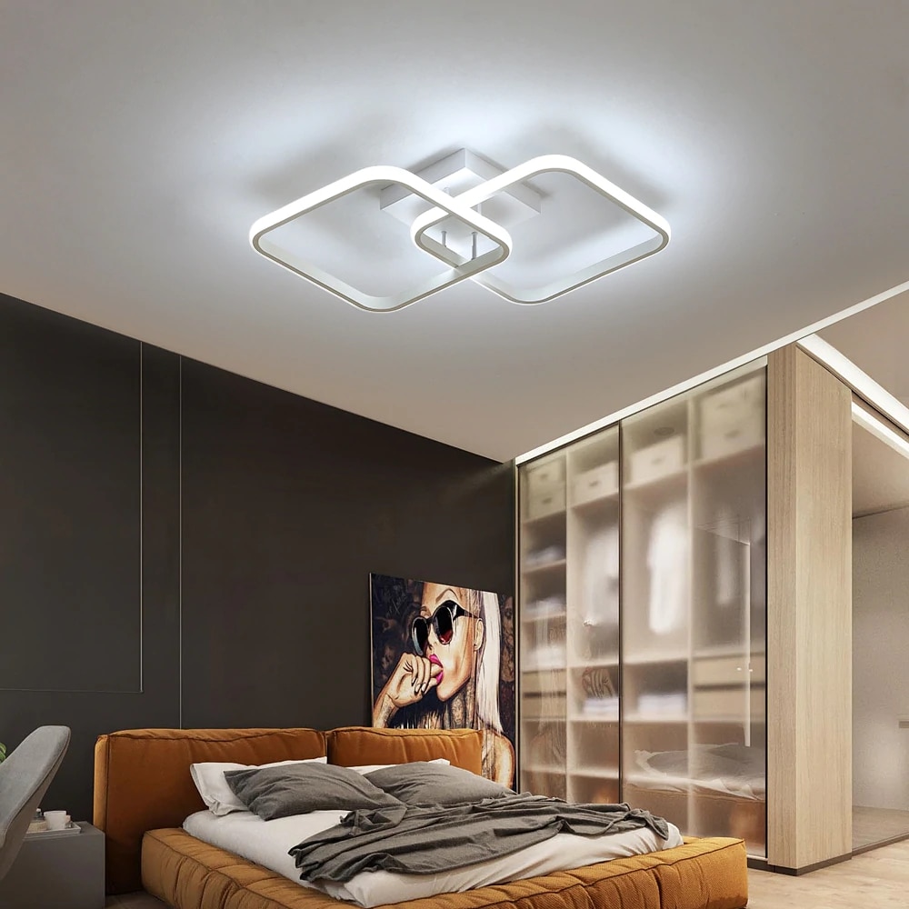 LED плафон Goeco, Студена бяла светлина, Алуминий, 6000K, Квадратна ...