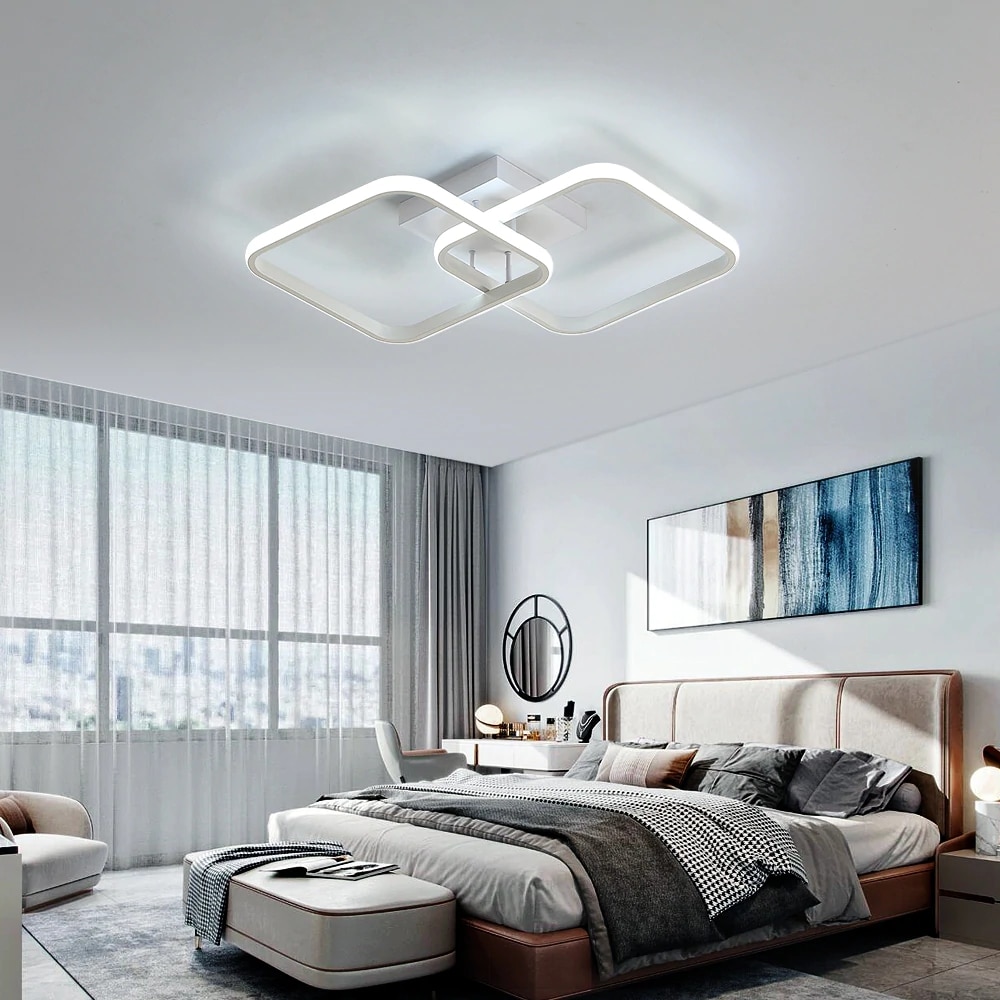 LED плафон Goeco, Студена бяла светлина, Алуминий, 6000K, Квадратна ...