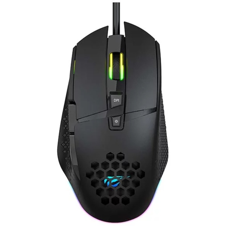 Мишка Gaming, Havit, RGB, 1000-3200 DPI, черна