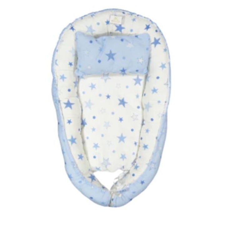 Coccoo Bebe Kidizi Baby Babafészek, huzat 100% pamut, 110x70 cm, Galaxy kék