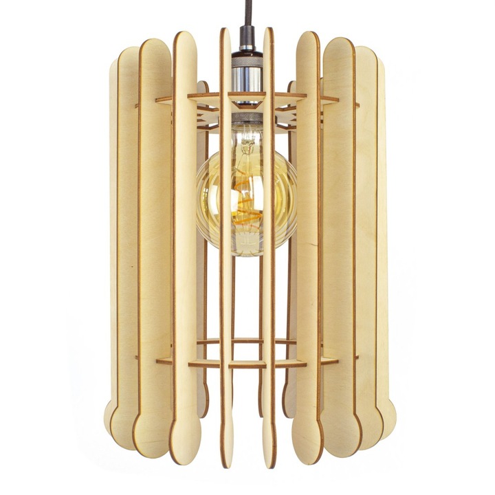 Lustra tip pendul Lovie Kayra, Lemn, Reglabila, 116cm, E27, 230V