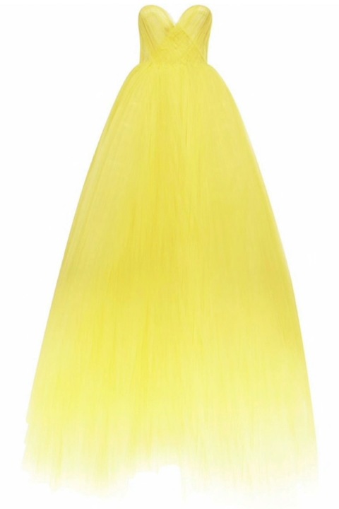 Бална рокля от тюл Корсет, Жълт, S32`, Жълт, 38