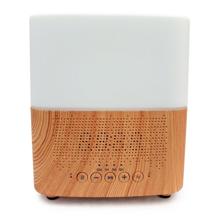 Veioza din plastic cu ceas si umidificator pentru aer, 13 x 15 cm